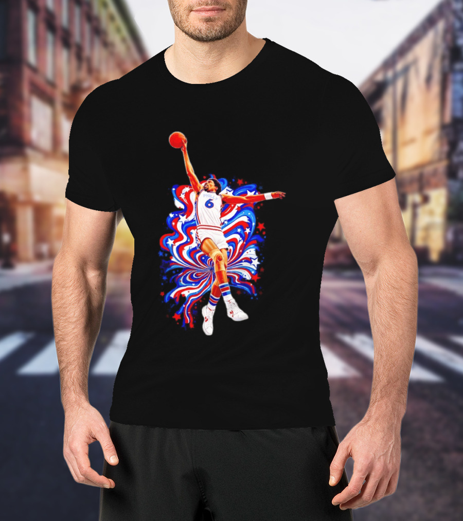 Philadelphia 76ers Julius Erving Dr. J Phunkadelic Slam Dunk T-Shirt