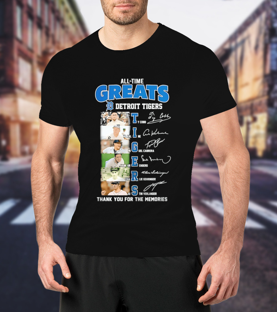 All Time Detroit Tigers Greats Legends Signatures Thank You For The Memories T-Shirt