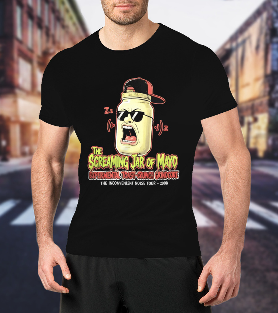 The Screaming Jar Of Mayo Experimental Toast Crunch Grindcore The Inconvenient Noise Tour 2008 T-Shirt
