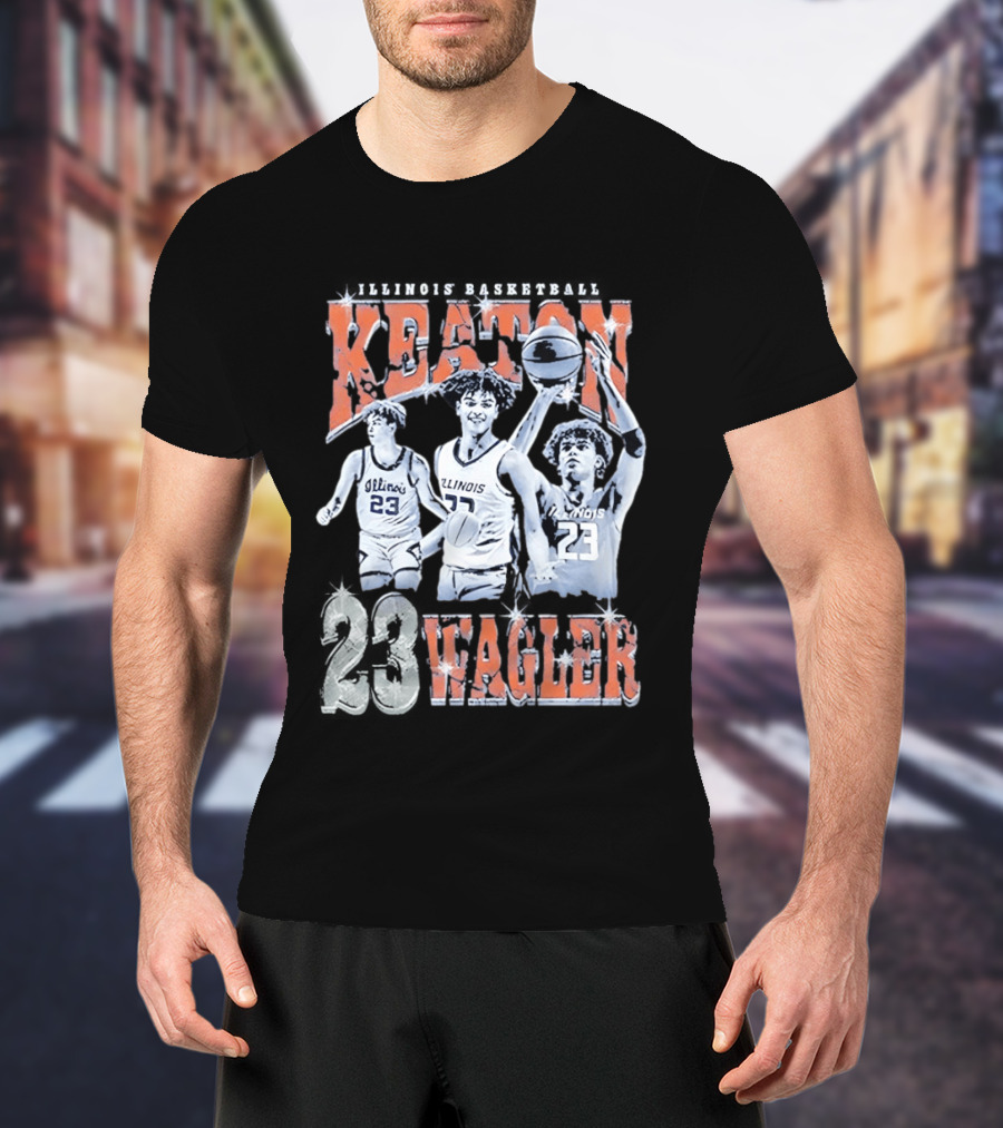 Keaton Wagler 23 Illinois Basketball Team Player Action Scenes T-Shirt