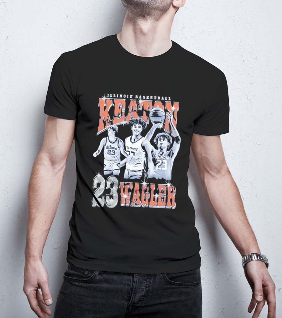 Keaton Wagler 23 Illinois Basketball Team Player Action Scenes T-Shirt
