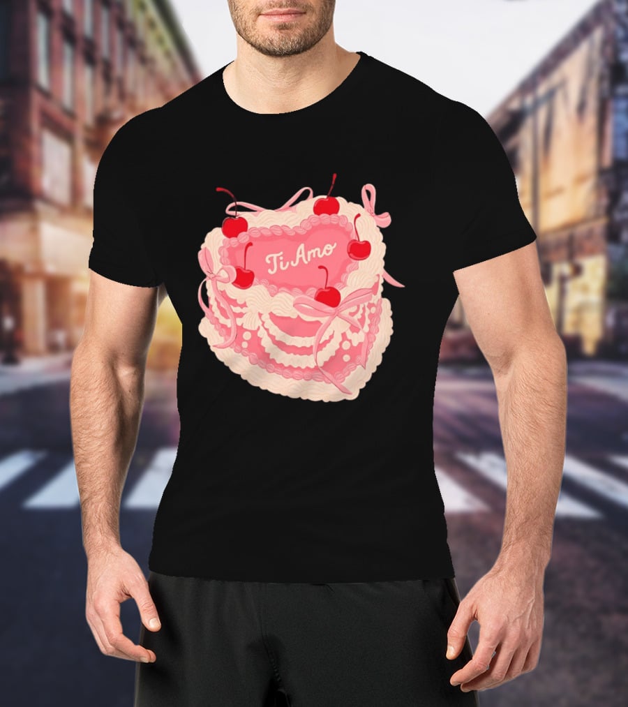 Ti Amo Heart Cake With Cherries And Bows T-Shirt