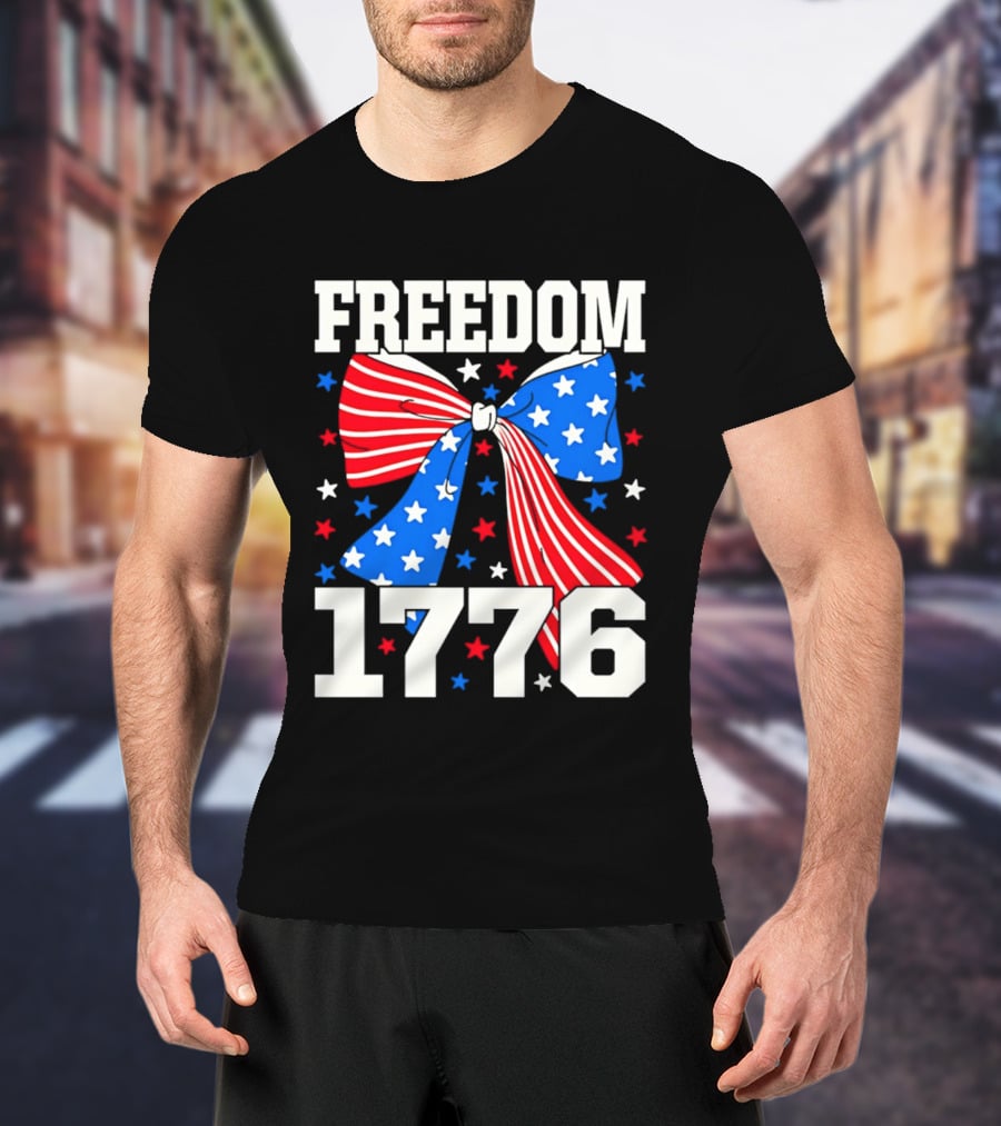 Freedom 1776 Patriotic Bow American Stars And Stripes T-Shirt