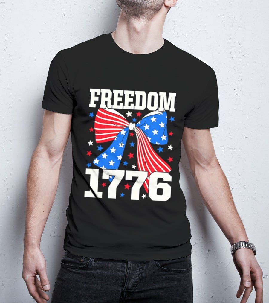 Freedom 1776 Patriotic Bow American Stars And Stripes T-Shirt