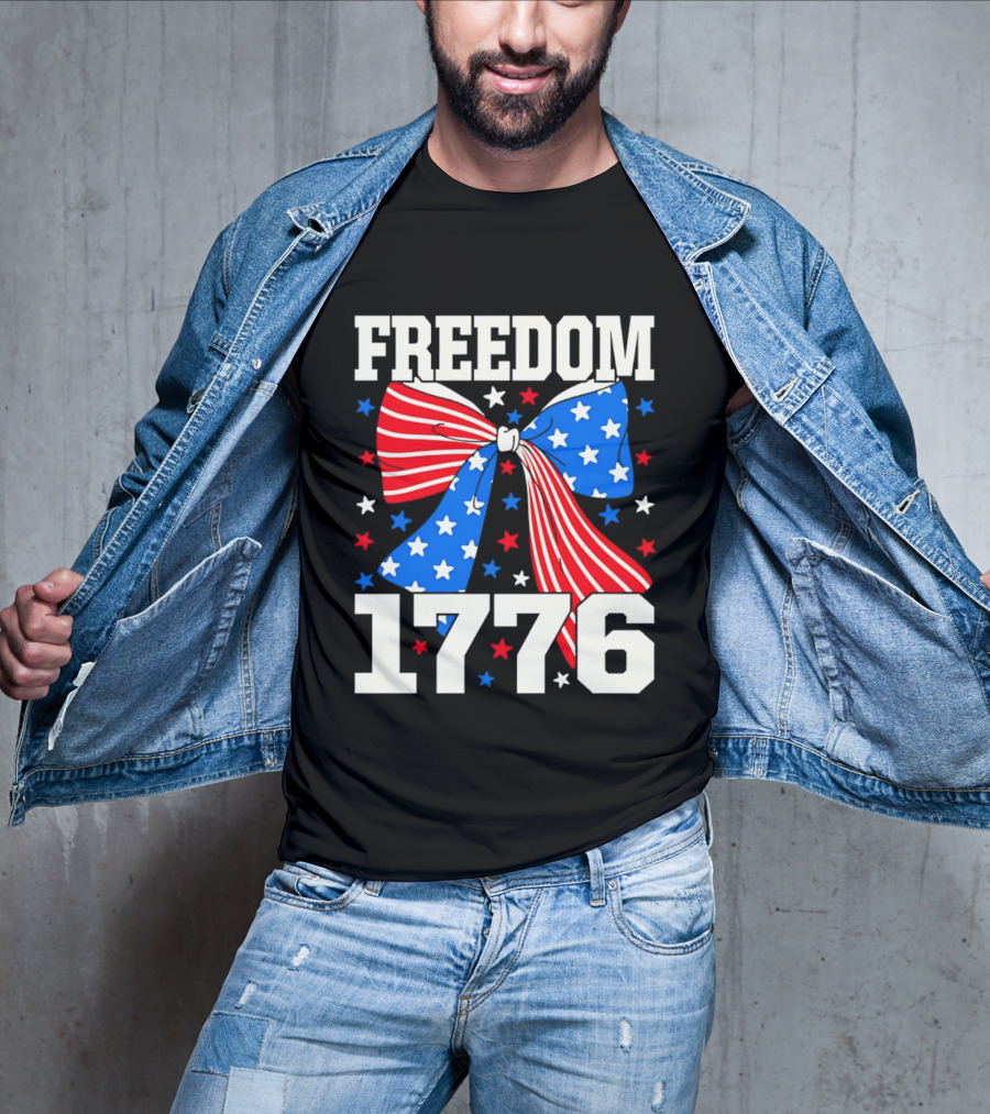 Freedom 1776 Patriotic Bow American Stars And Stripes T-Shirt