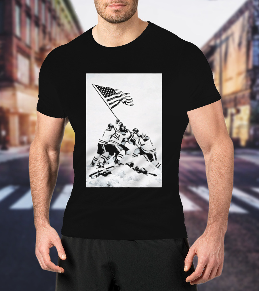 USA Hockey Celebration American Flag Olympic Milano Cortina 2026 T-Shirt