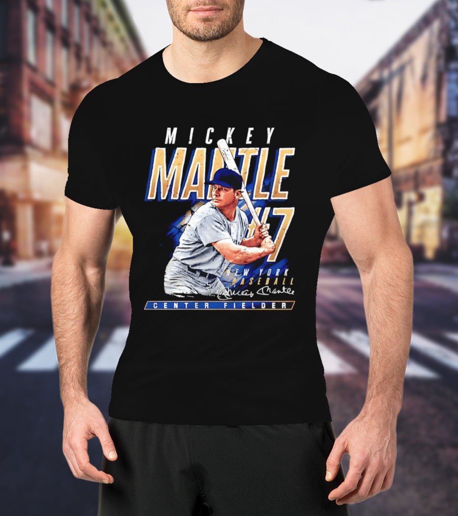 Mickey Mantle 7 New York Baseball Center Fielder T-Shirt