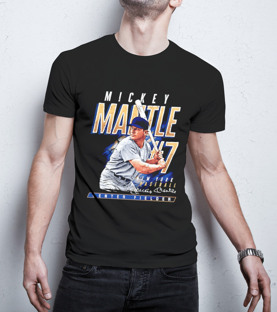 Mickey Mantle 7 New York Baseball Center Fielder T-Shirt