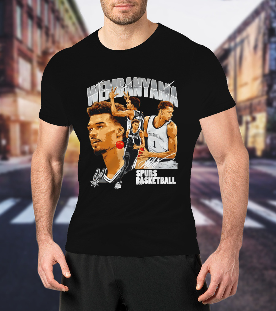 Wembanyama Spurs Basketball San Antonio Player Collage T-Shirt