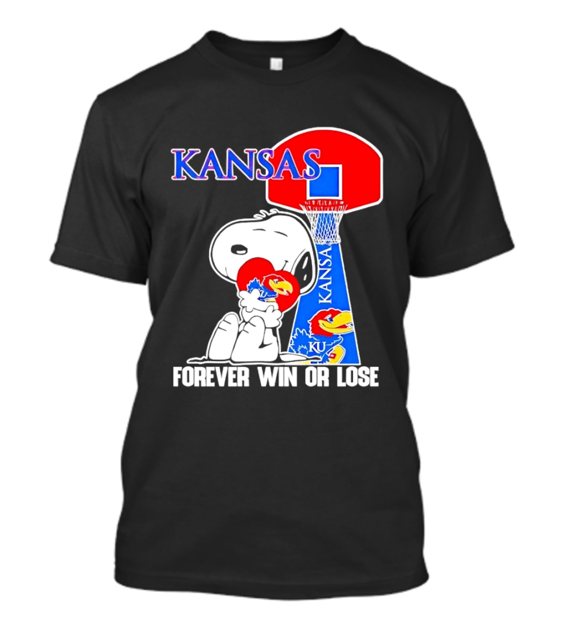 Kansas Jayhawks Basketball Snoopy Forever Win Or Lose T-Shirt
