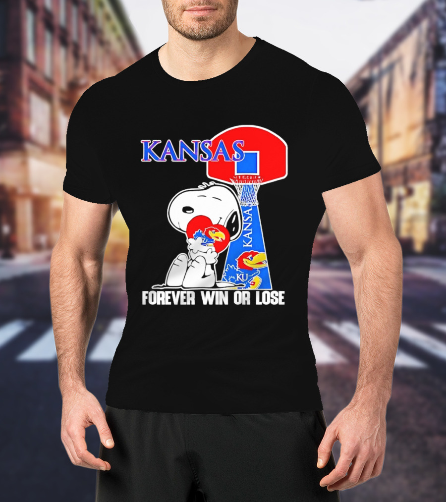 Kansas Jayhawks Basketball Snoopy Forever Win Or Lose T-Shirt