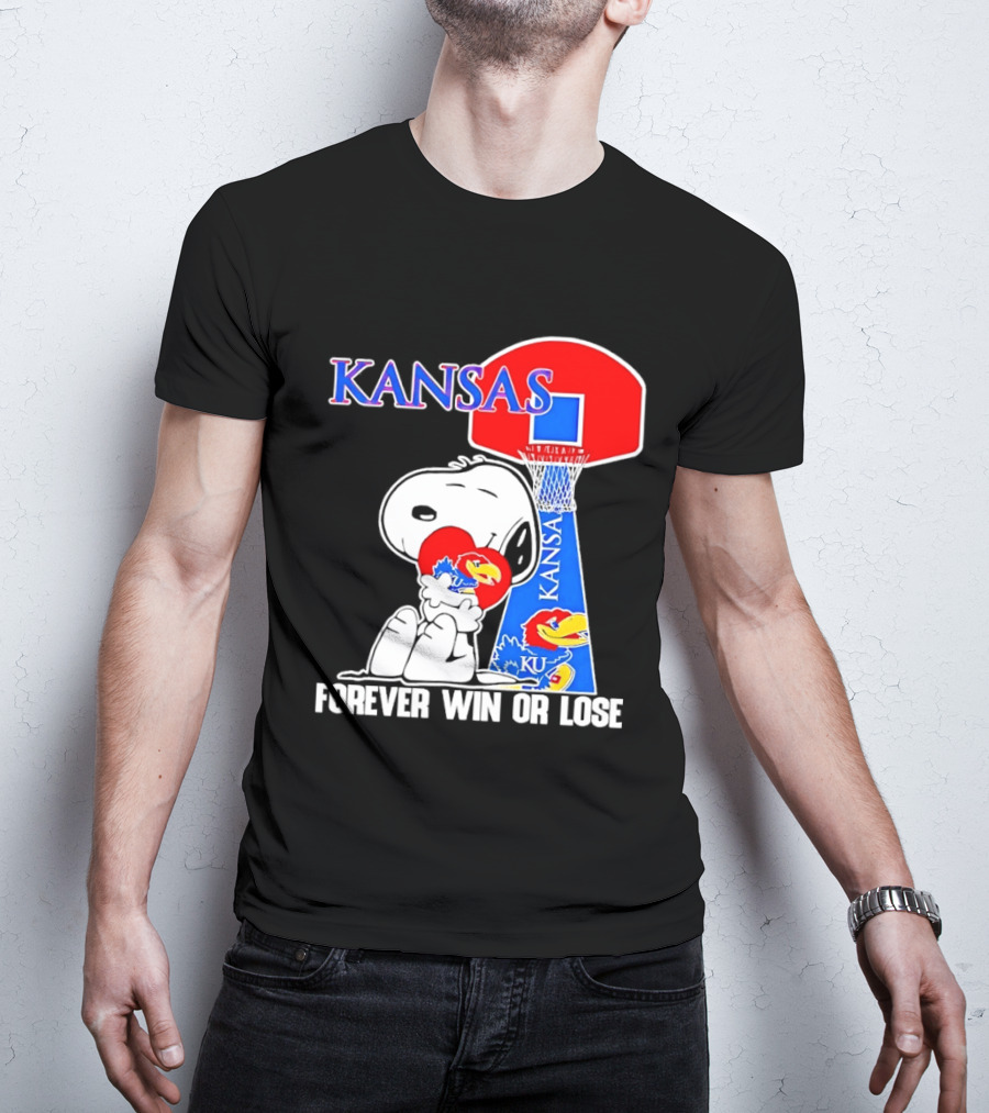 Kansas Jayhawks Basketball Snoopy Forever Win Or Lose T-Shirt