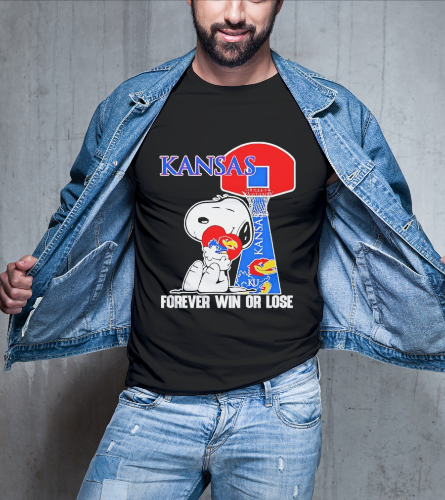 Kansas Jayhawks Basketball Snoopy Forever Win Or Lose T-Shirt