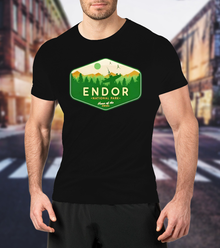 Endor National Park Home Of The Ewoks Forest Landscape Spaceships T-Shirt
