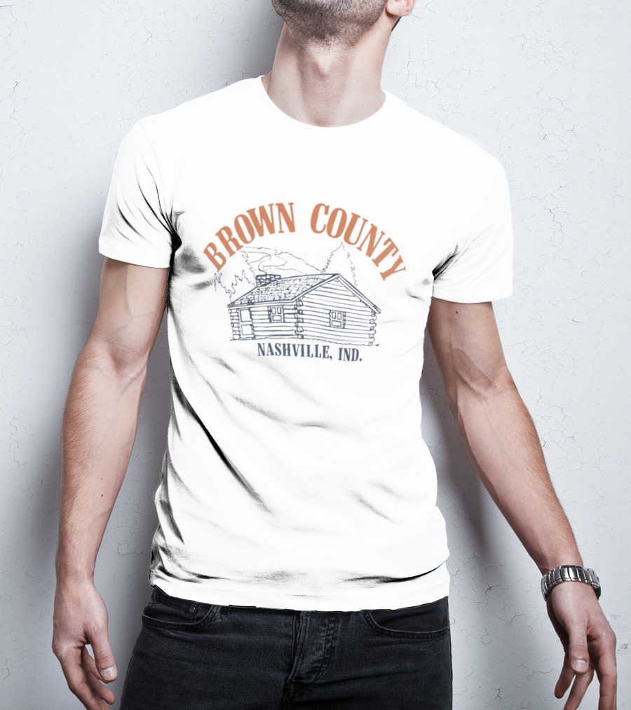 Brown County Nashville Ind Log Cabin Scene T-Shirt