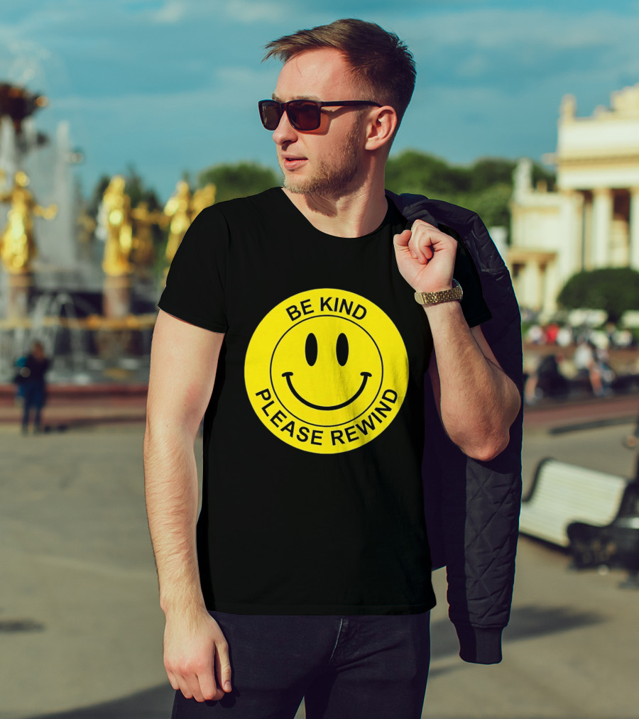 Be Kind Please Rewind Smiley Face Nostalgic Reminder T-Shirt