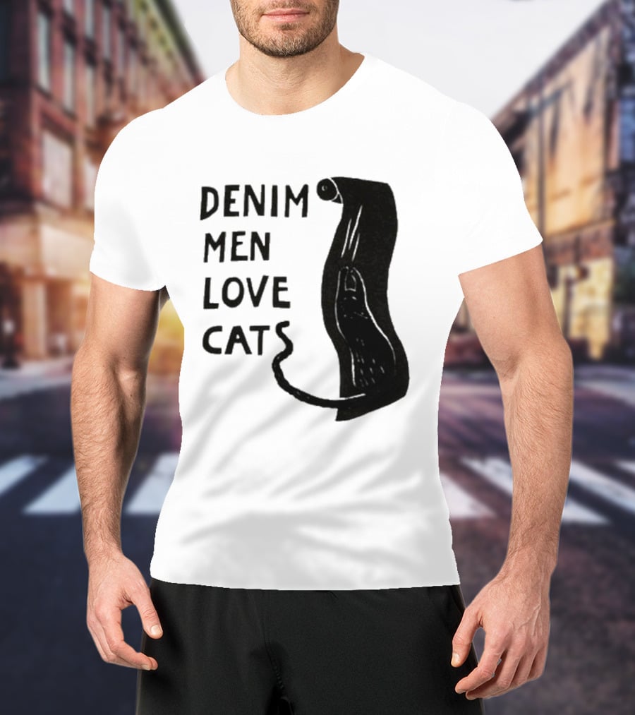 Denim Men Love Cats Feline T-Shirt