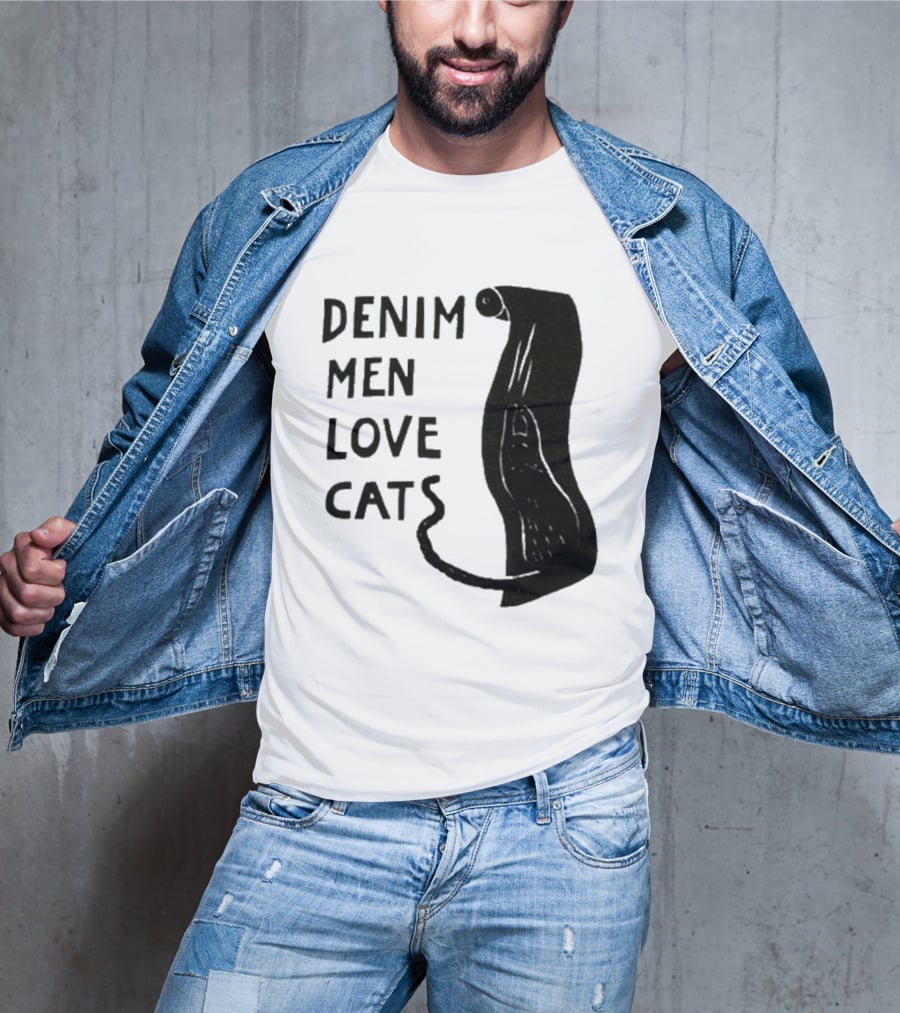 Denim Men Love Cats Feline T-Shirt