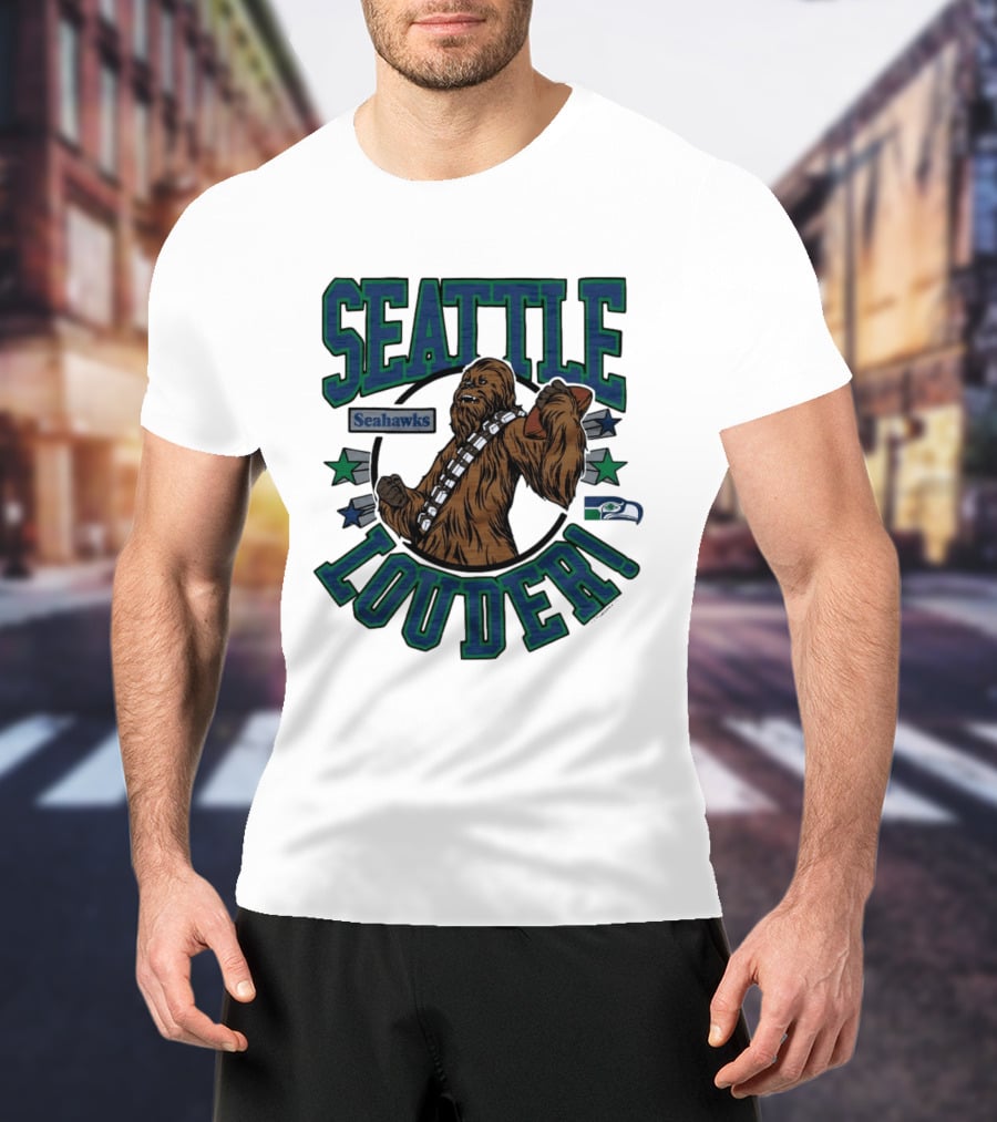 Seattle Seahawks Louder Star Wars Chewbacca T-Shirt