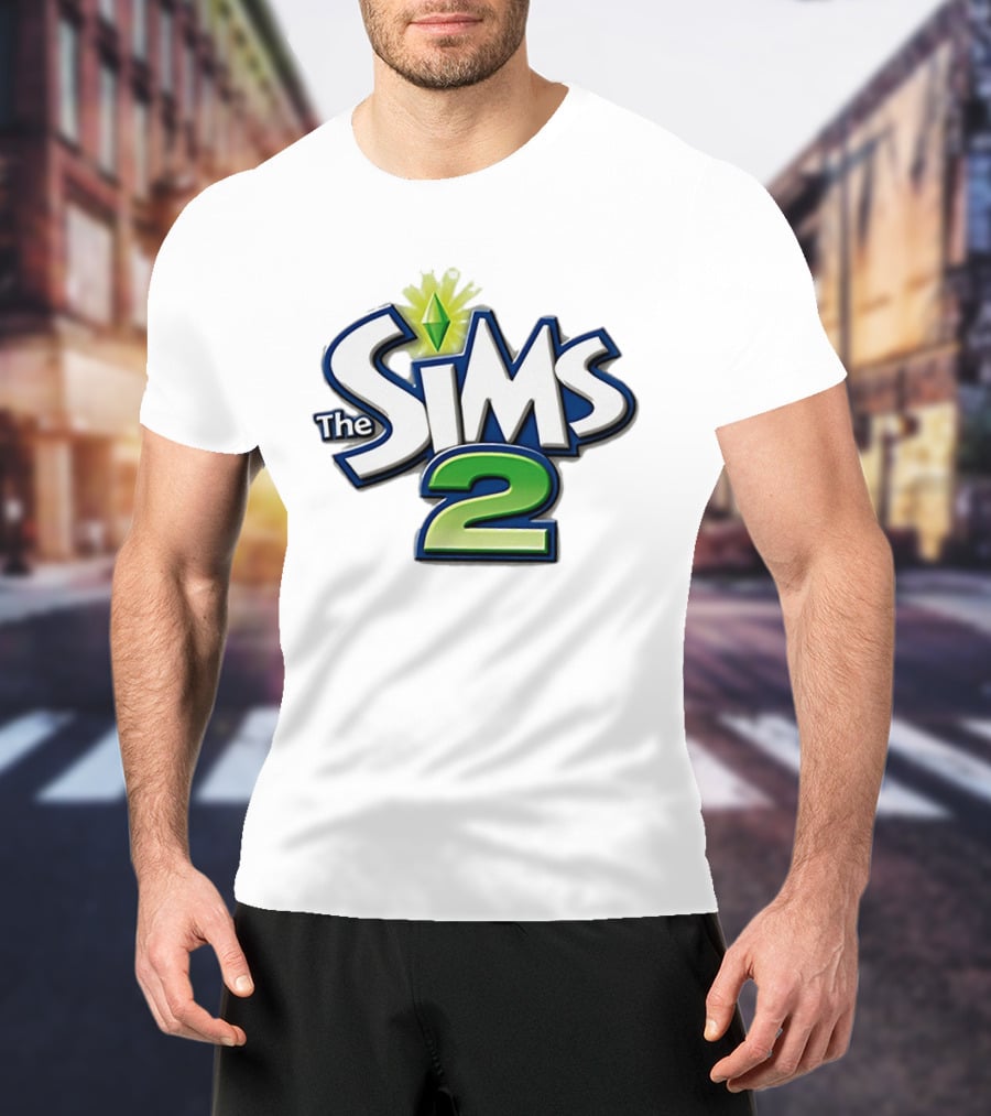 The Sims 2 Iconic Green Plumbob Logo With Classic Blue And Green T-Shirt