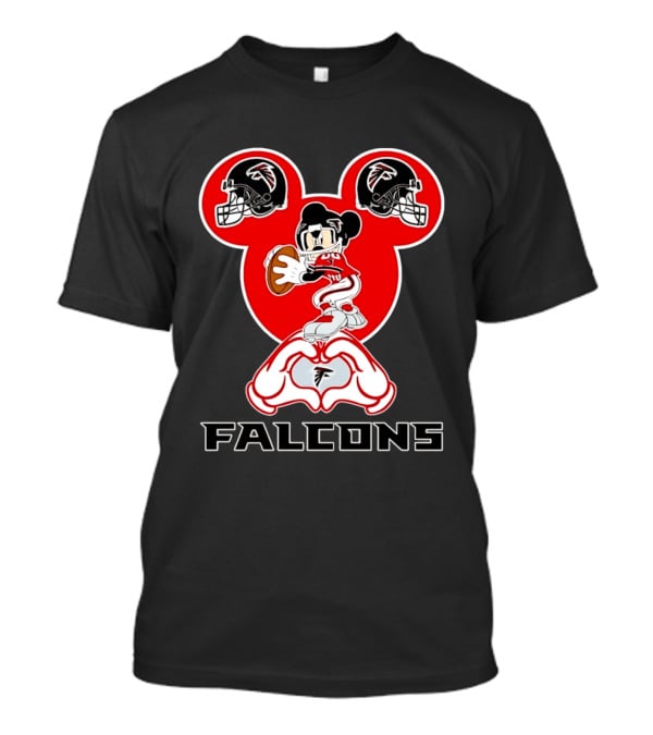 Atlanta Falcons Mickey Mouse Heart Hands Football T-Shirt