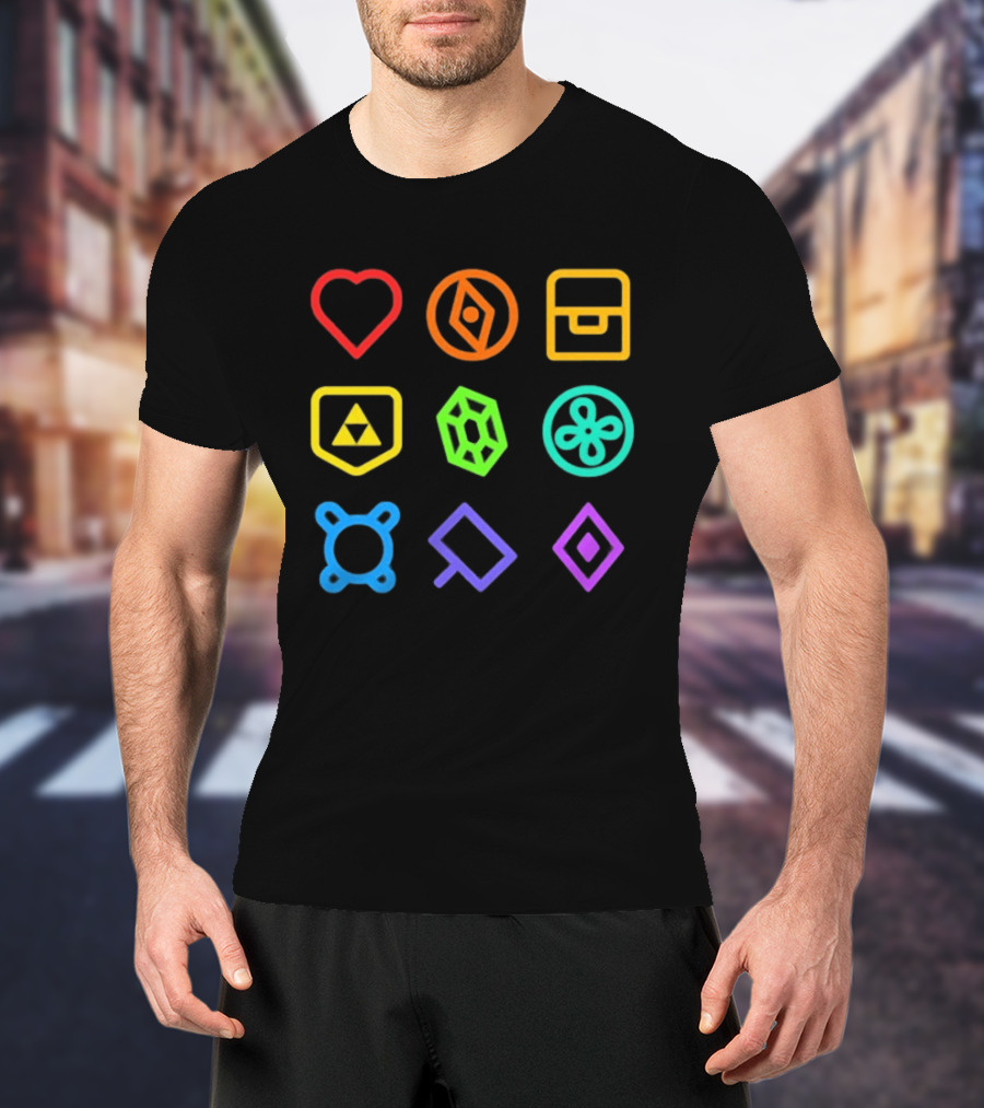Zeldathon Triforce Heart Compass Chest Neon T-Shirt