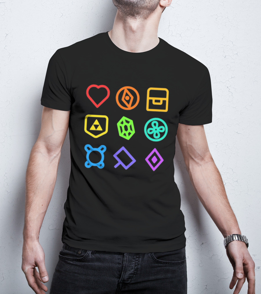 Zeldathon Triforce Heart Compass Chest Neon T-Shirt