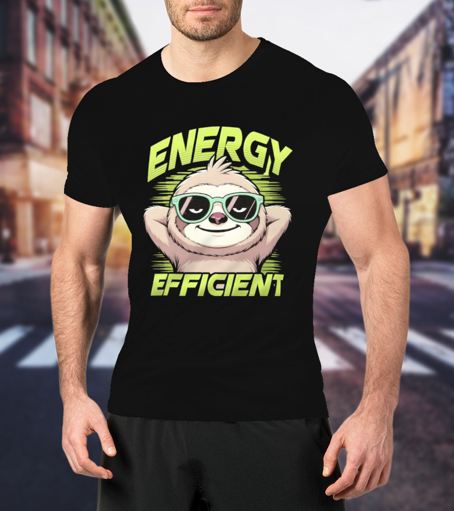 Energy Efficient Relaxed Sloth With Sunglasses T-Shirt