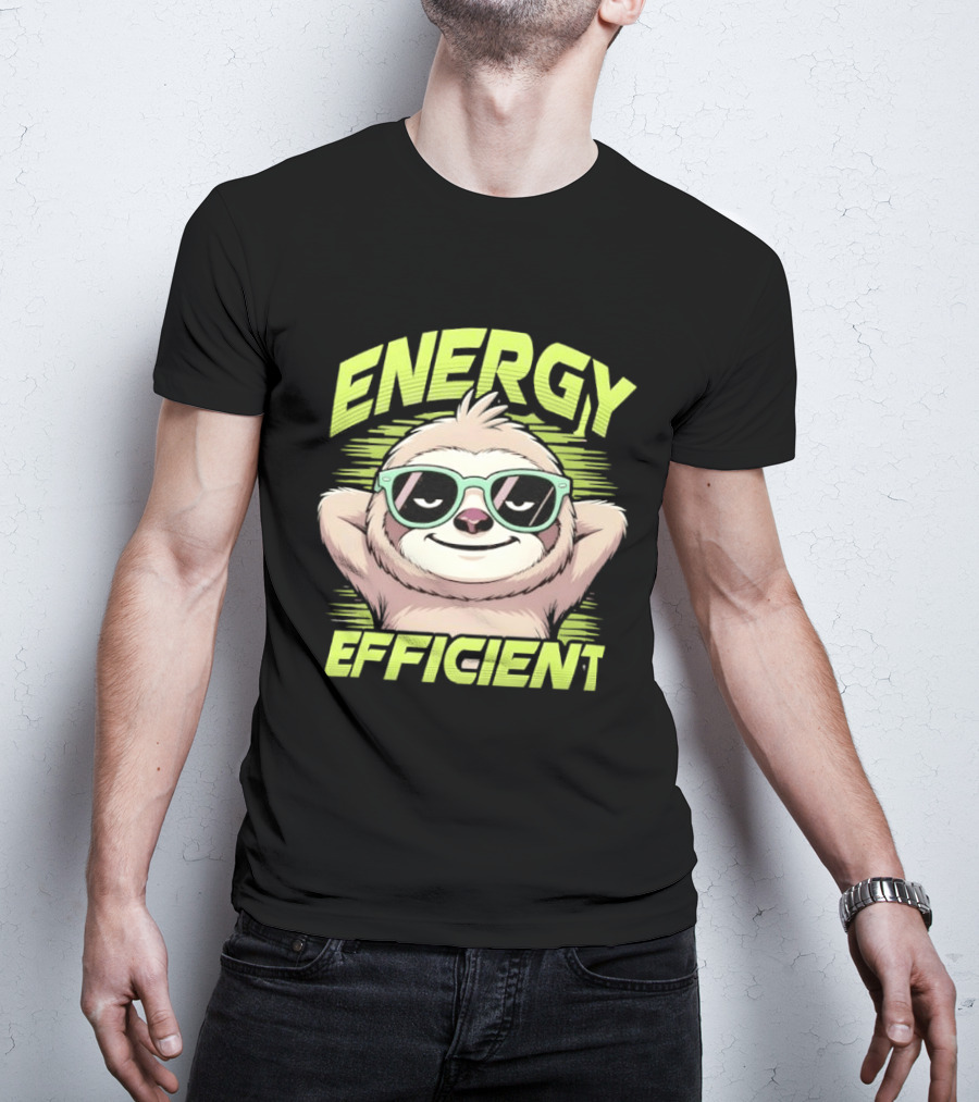Energy Efficient Relaxed Sloth With Sunglasses T-Shirt