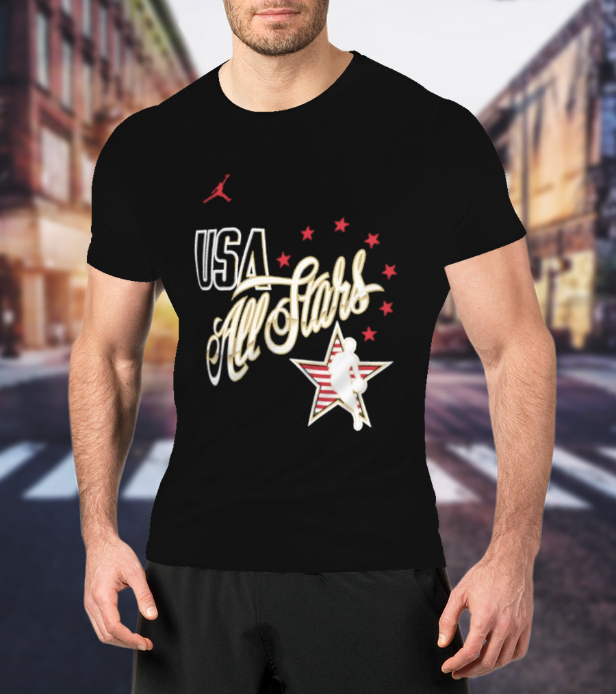 USA All Stars Basketball Team Icon With Red Star T-Shirt