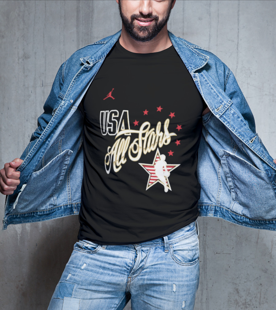 USA All Stars Basketball Team Icon With Red Star T-Shirt