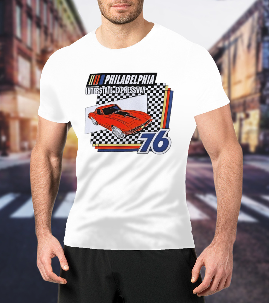 Philadelphia Interstate Expressway 76 Red Sports Car Racing T-Shirt