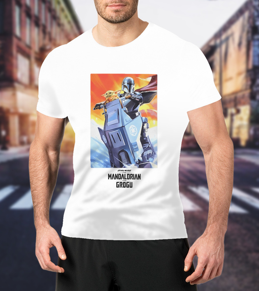Star Wars The Mandalorian Grogu Riding Speeder Bike Adventure T-Shirt