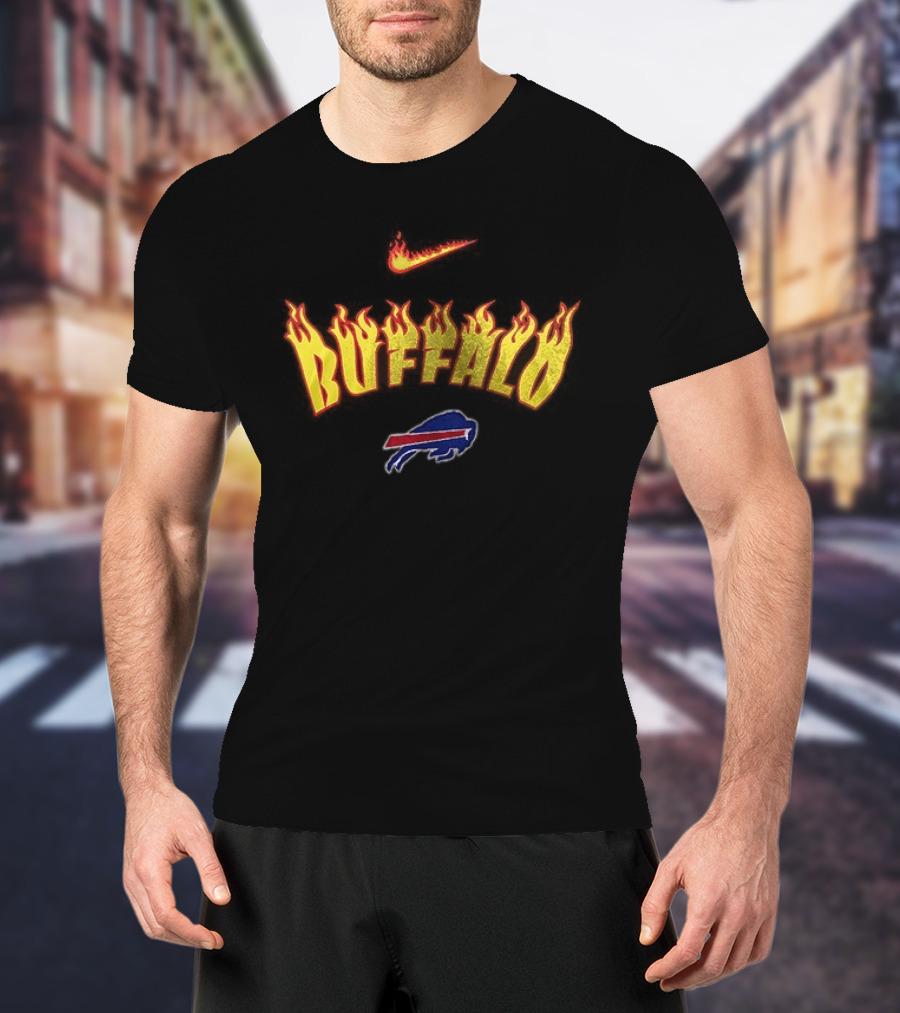 Buffalo Bills Firewave Nike Flaming T-Shirt