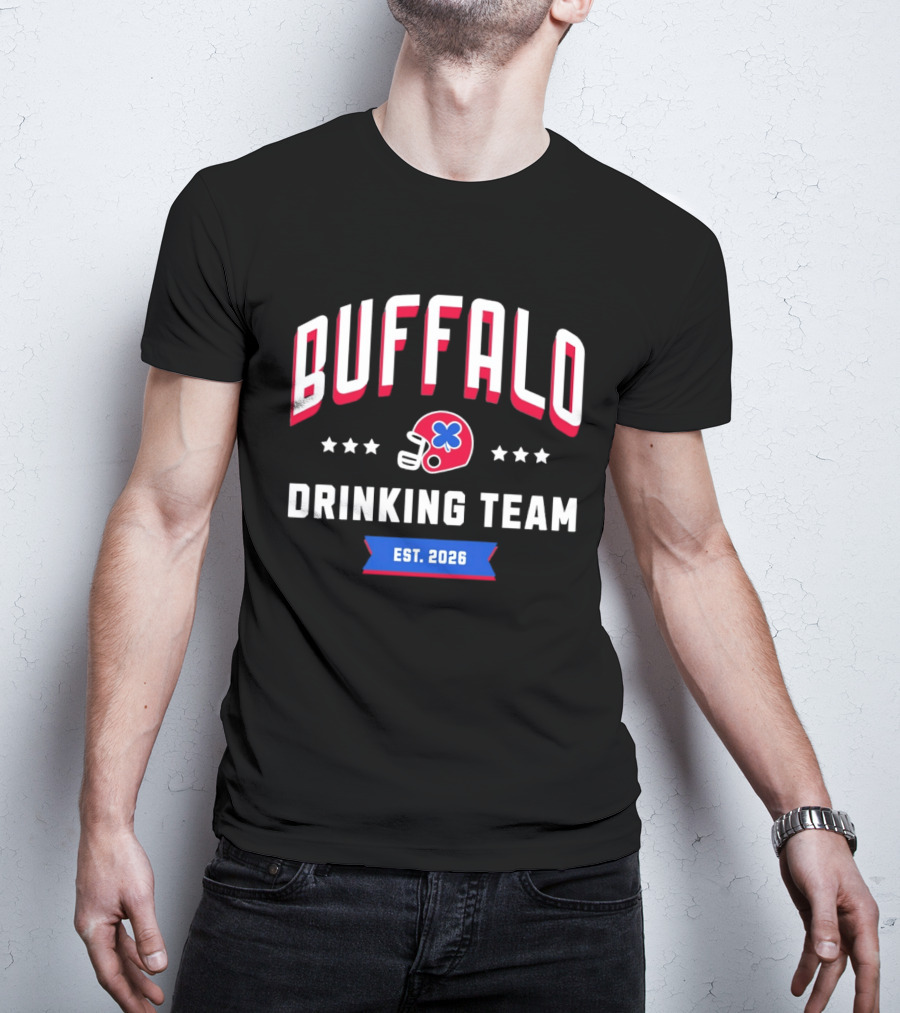 Buffalo Drinking Team St. Patrick's Day Est. 2026 Helmet Clover Stars T-Shirt