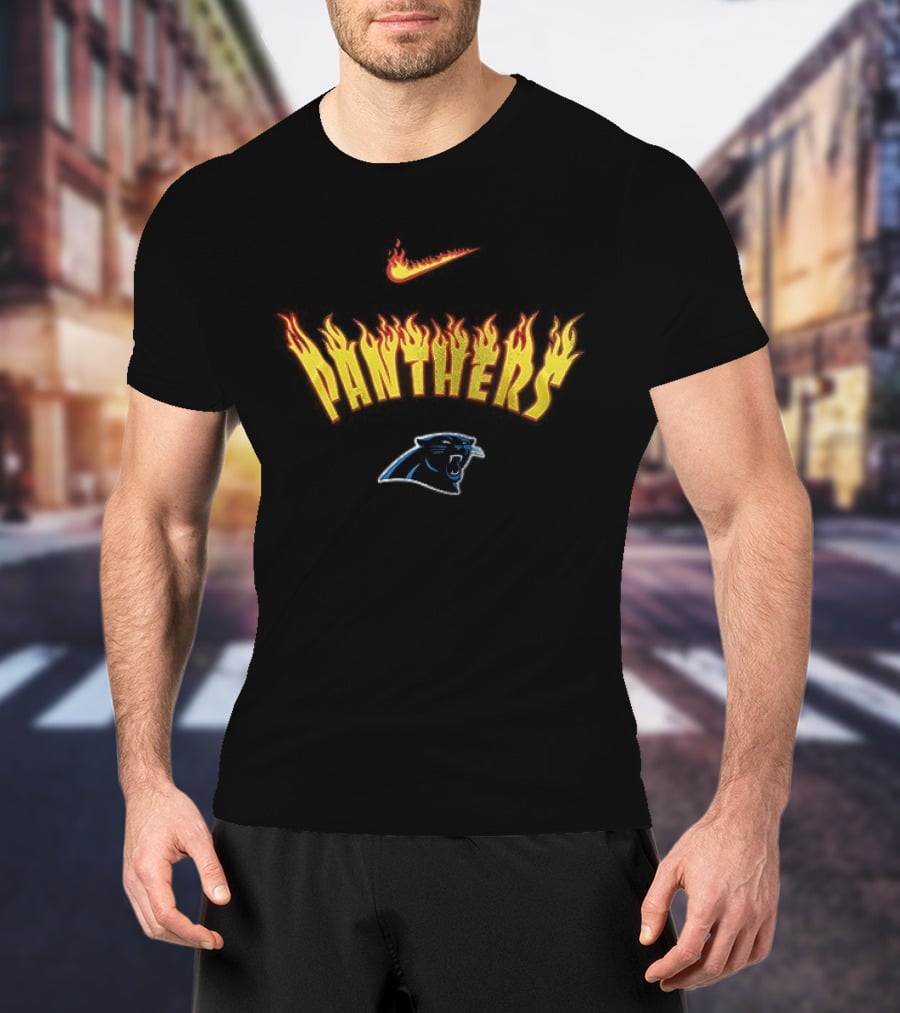 Carolina Panthers Firewave Flames Nike T-Shirt