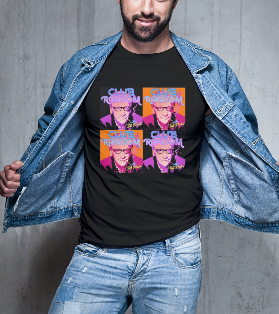CLUB RANDOM With Bill Maher Pop Art Style Quad Image T-Shirt