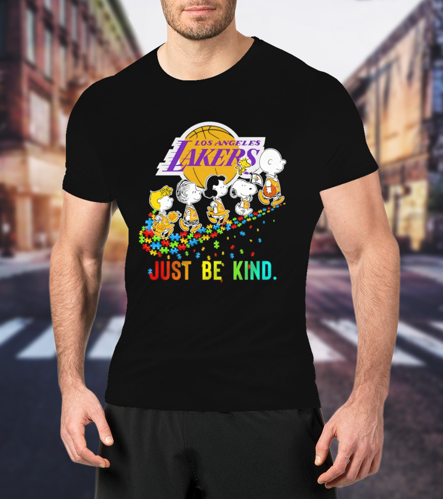 Los Angeles Lakers Peanuts Snoopy Friends Abbey Road Just Be Kind T-Shirt