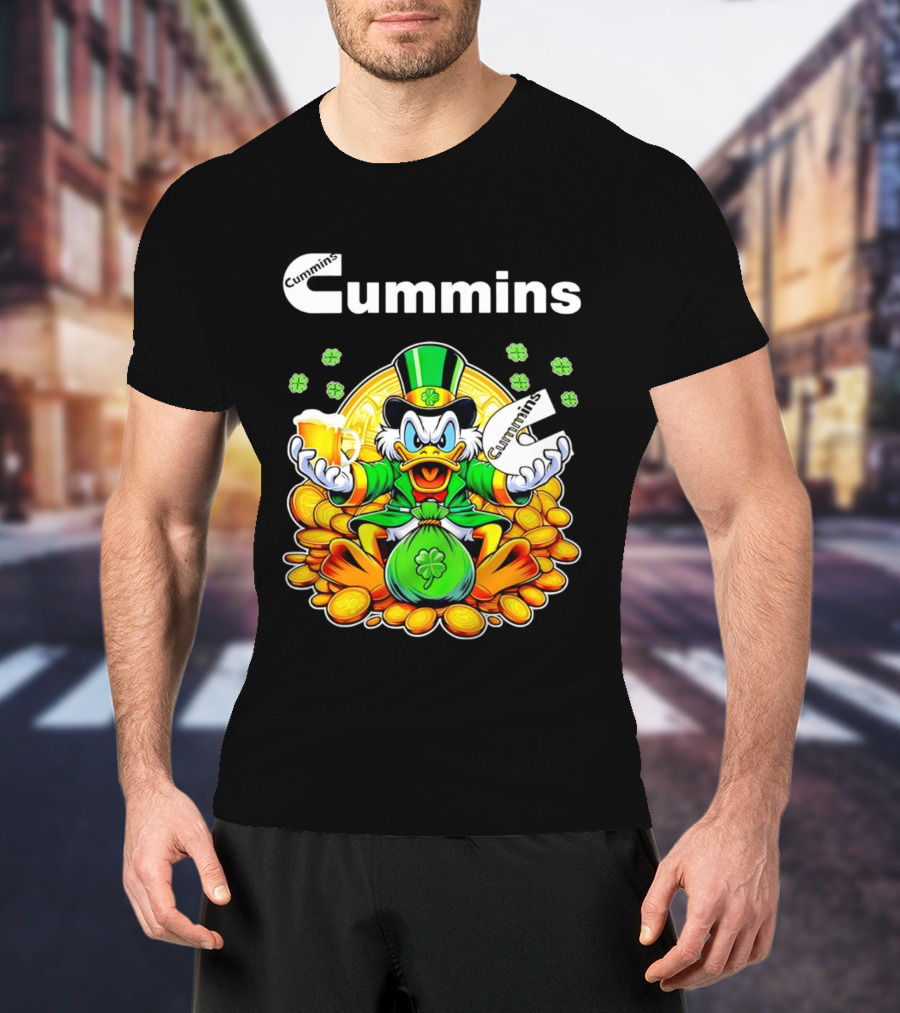 Cummins Scrooge McDuck St Patricks Day Coins And Beer Celebration T-Shirt