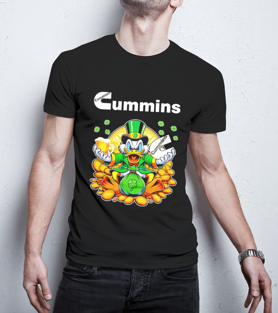 Cummins Scrooge McDuck St Patricks Day Coins And Beer Celebration T-Shirt