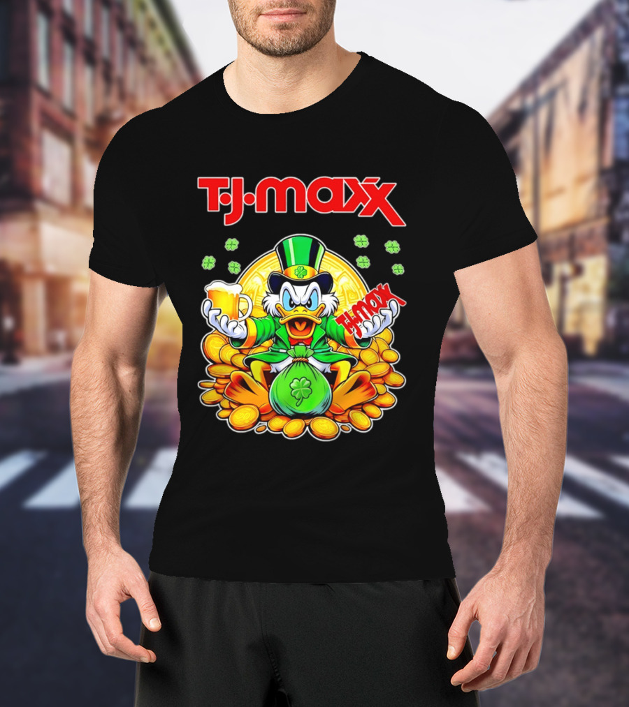 TJ Maxx Scrooge McDuck St Patricks Day Coins Beer T-Shirt