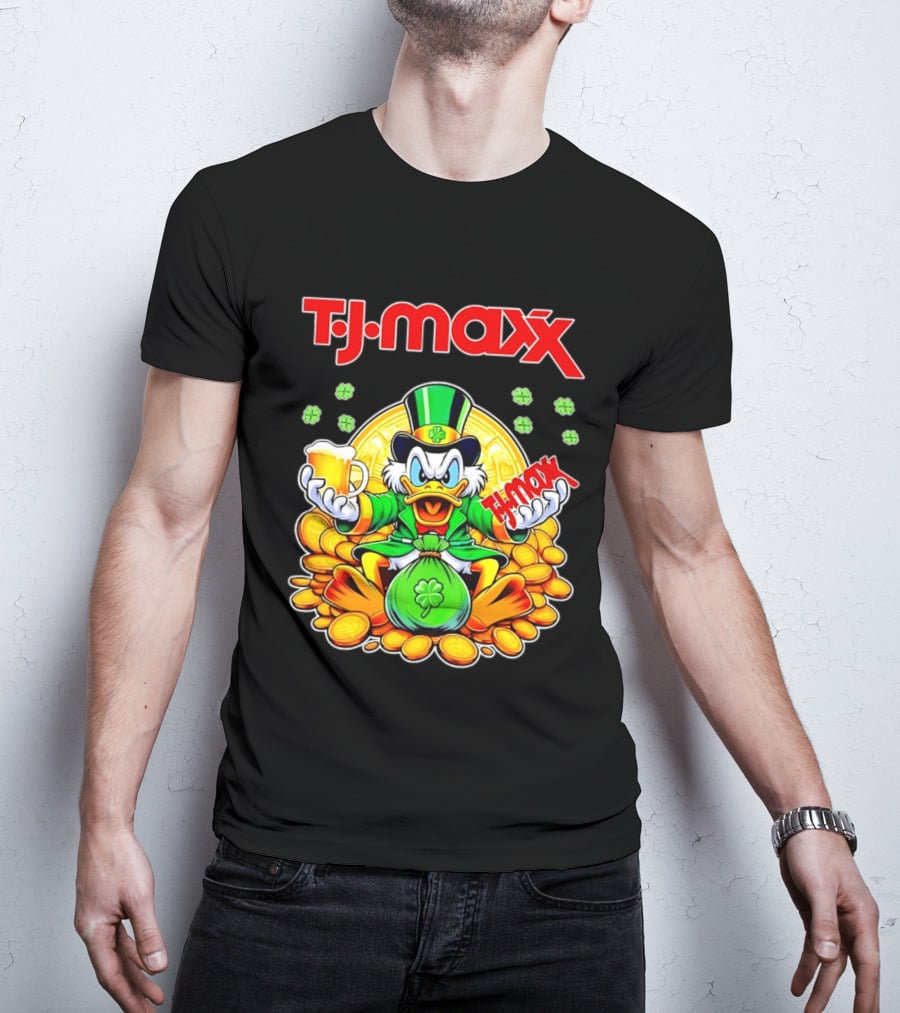 TJ Maxx Scrooge McDuck St Patricks Day Coins Beer T-Shirt