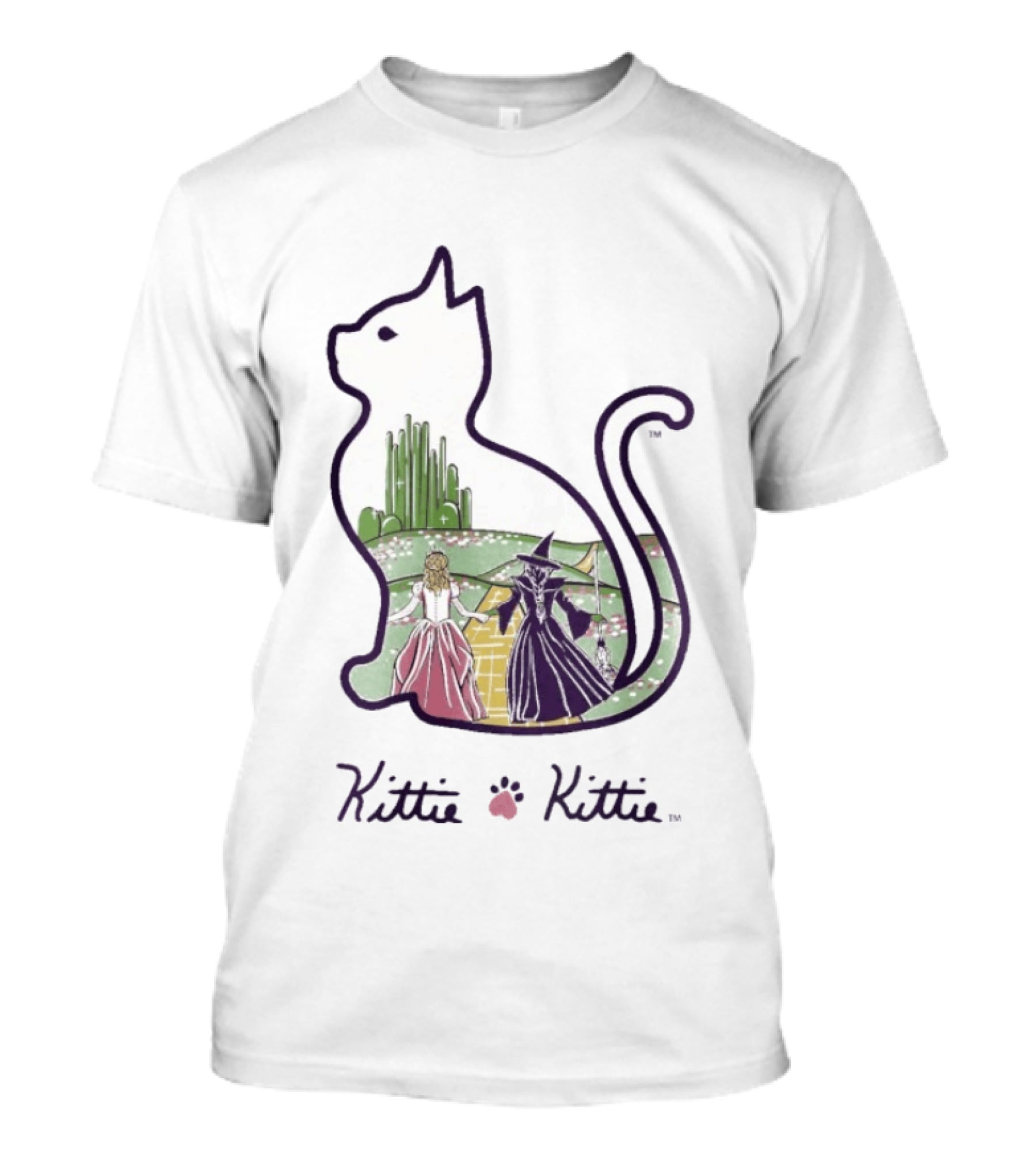 Kittie Kittie Wizard Of Oz Cat Silhouette Emerald City T-Shirt