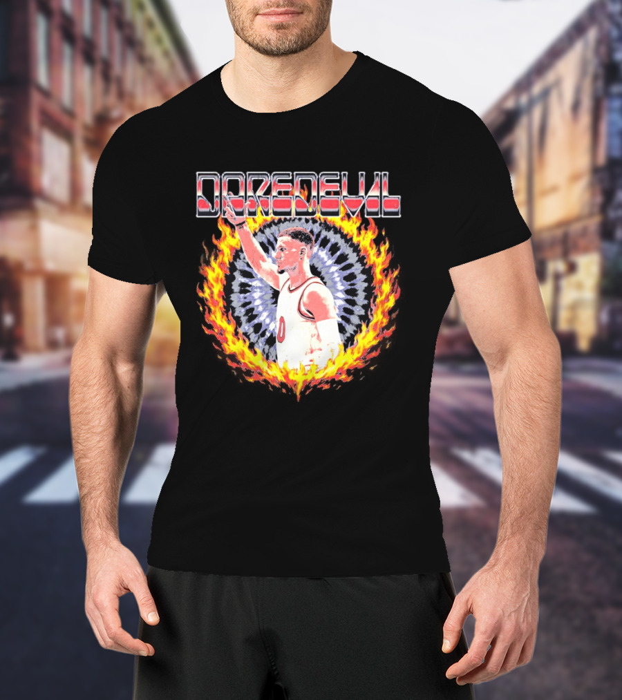Daredevil Basketball Player In Fire Ring T-Shirt