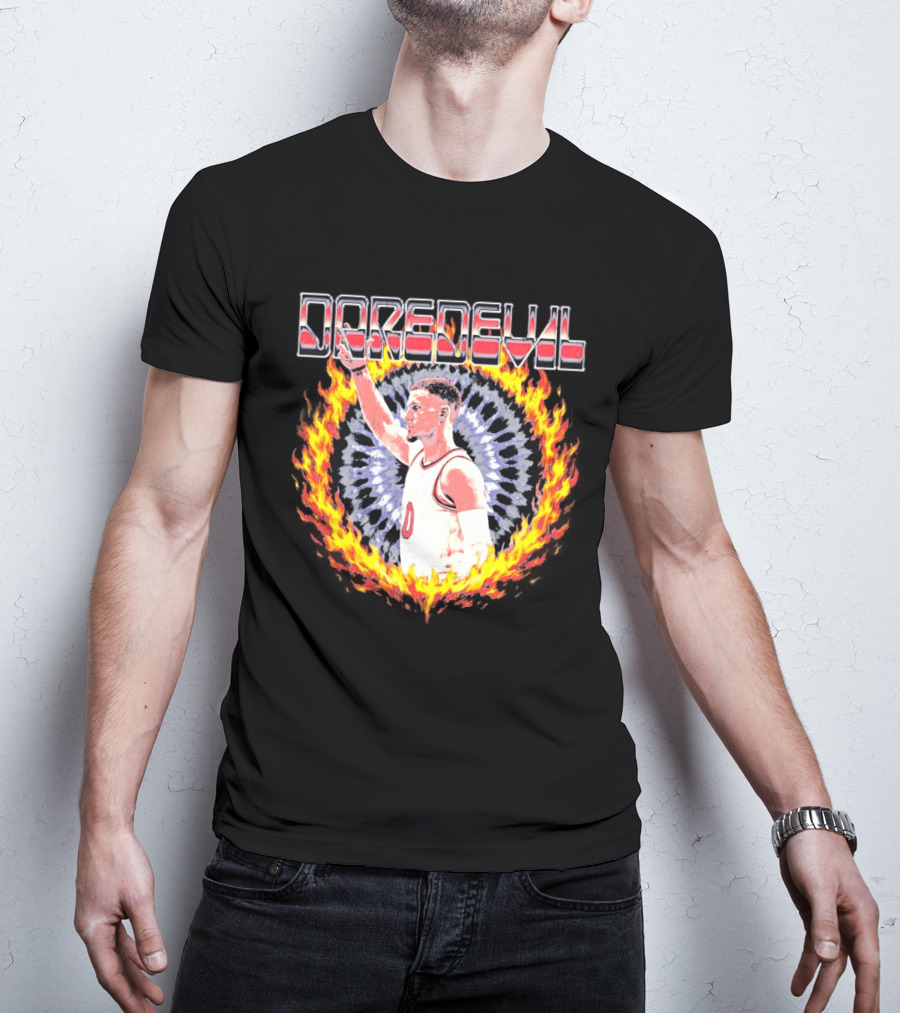 Daredevil Basketball Player In Fire Ring T-Shirt
