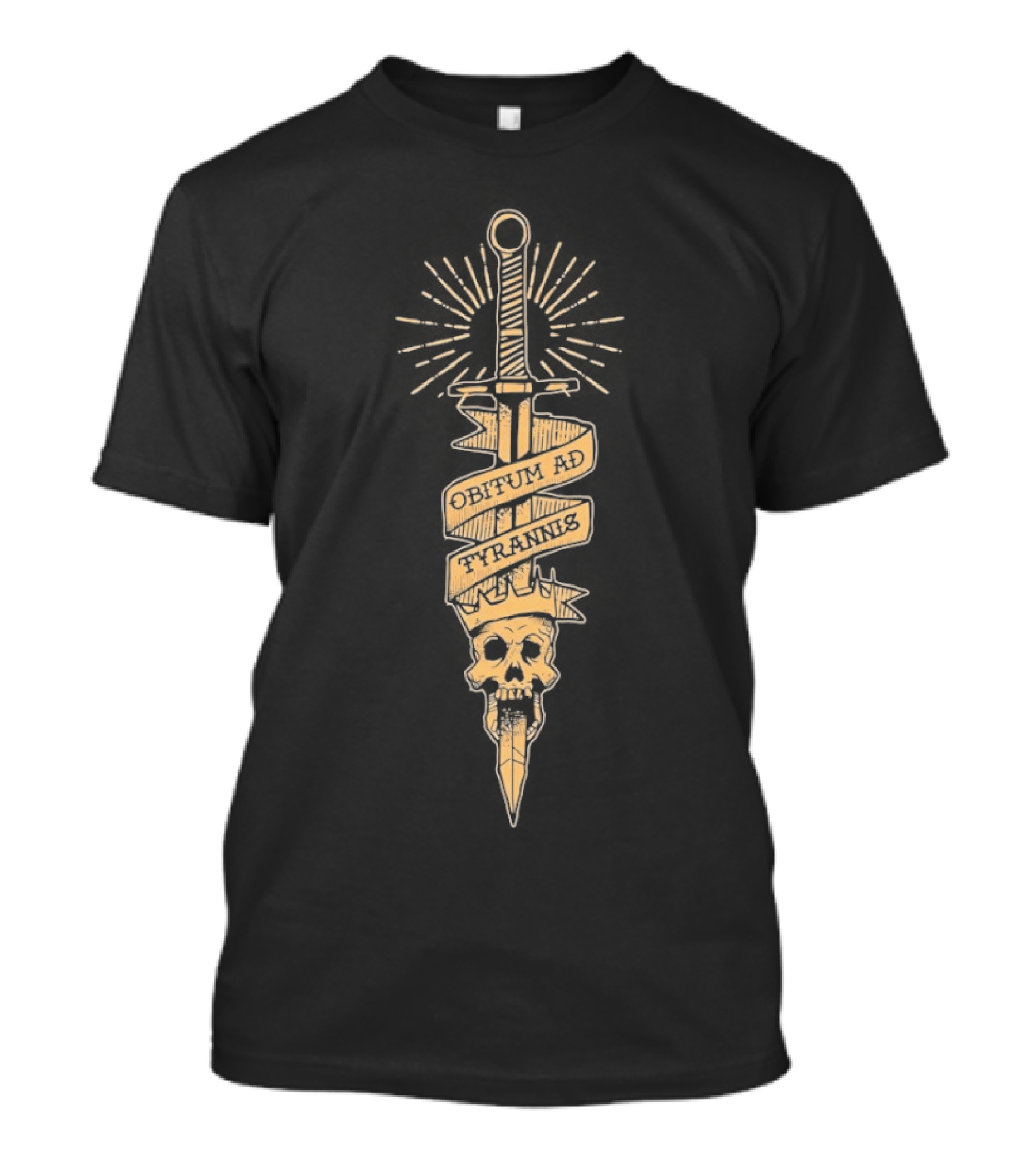 Obitum Tyrannis Latin Skull Sword Death To Tyrants T-Shirt