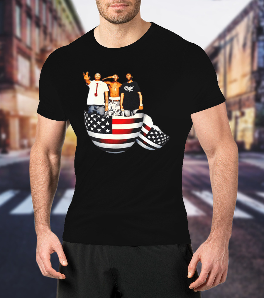 Pharrell Williams Chad Hugo Shae Haley USA Flag Egg Superimposed Image T-Shirt