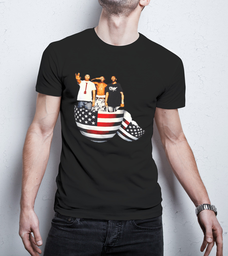 Pharrell Williams Chad Hugo Shae Haley USA Flag Egg Superimposed Image T-Shirt