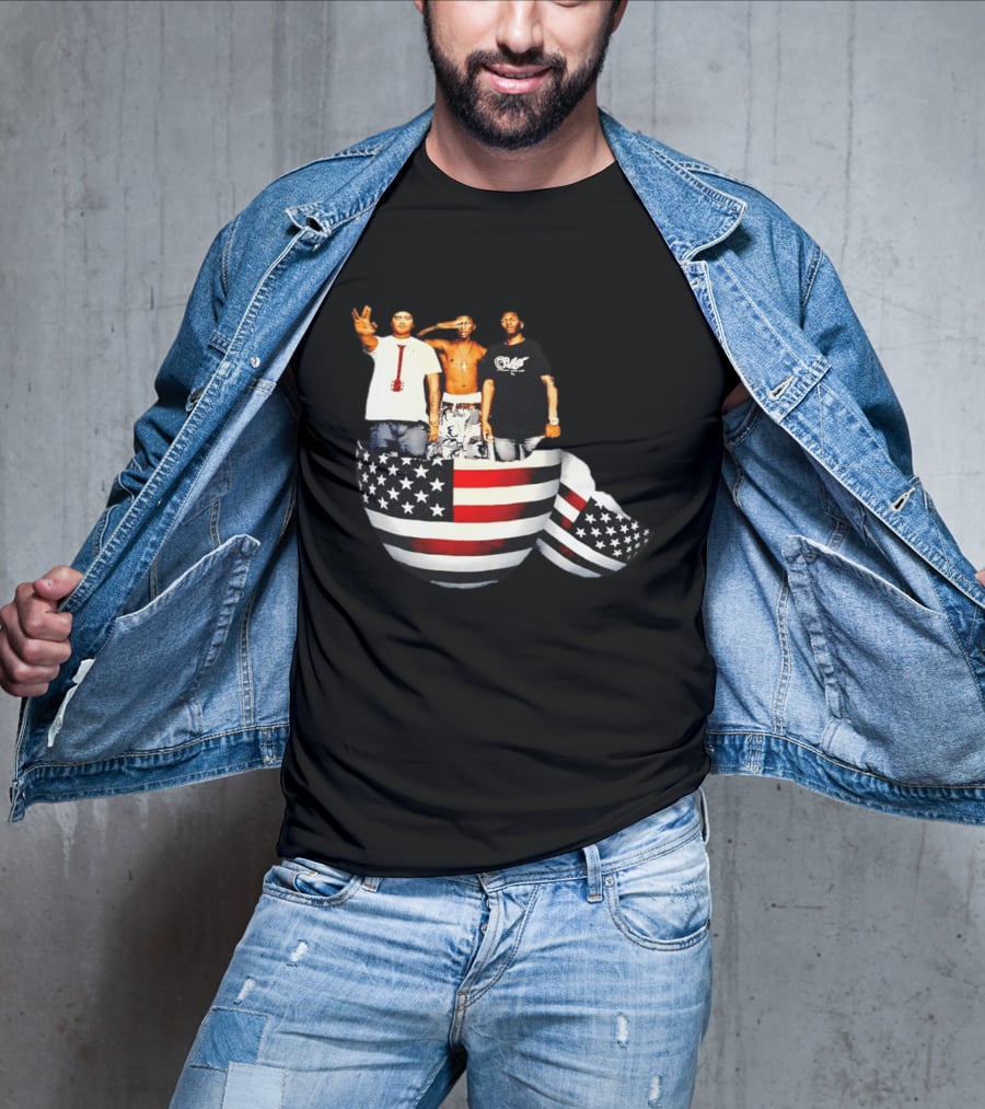 Pharrell Williams Chad Hugo Shae Haley USA Flag Egg Superimposed Image T-Shirt