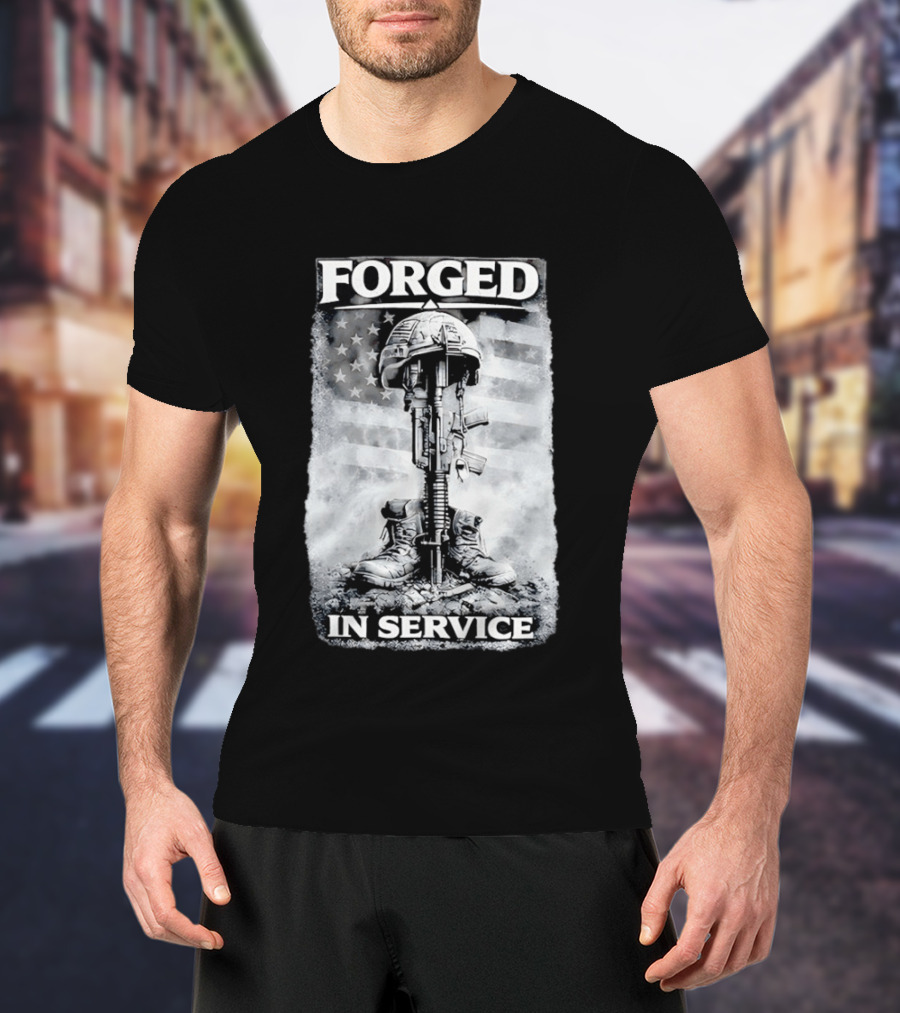 Forged In Service USA American Flag Military T-Shirt
